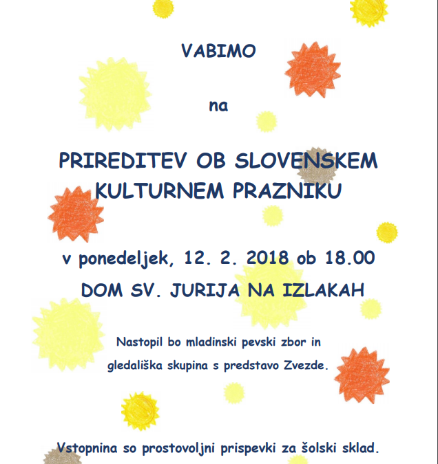 Prireditev ob slovenskem kulturnem prazniku